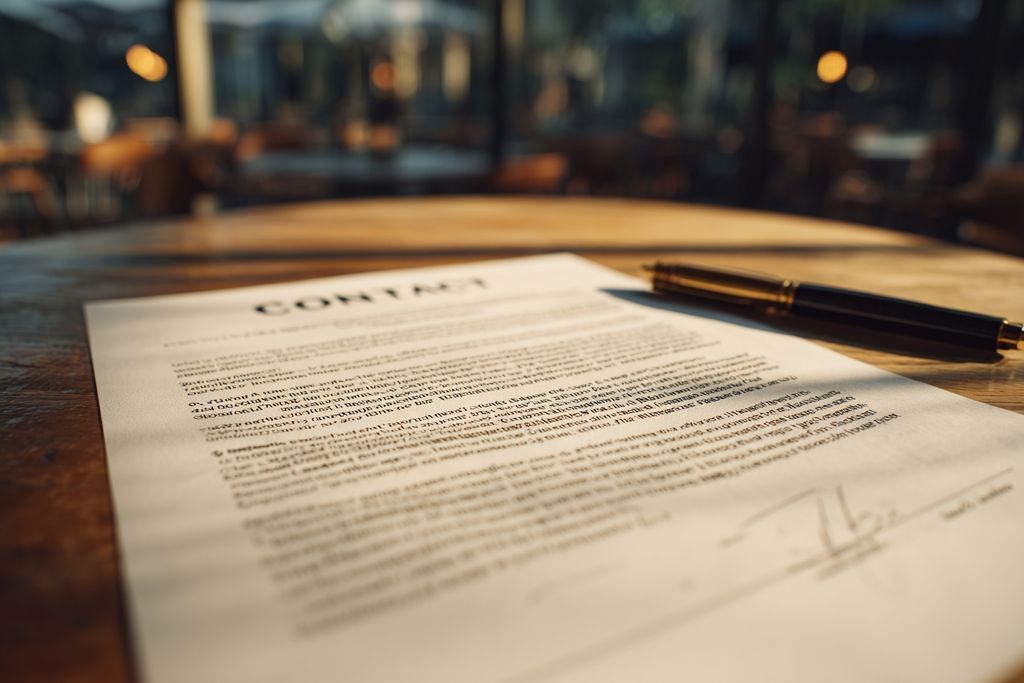 Image d'un contrat ouvert avec obligations et échéanciers sur une table