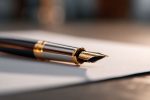 Image d'un stylo raffiné au-dessus d'une feuille blanche, symbole des nouvelles fondations d'entreprise.