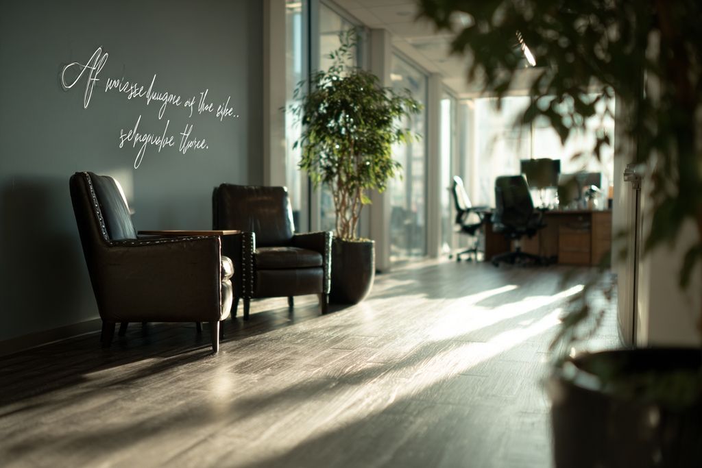 Espace de travail apaisant illustrant la résilience et le soutien avec une citation motivante.