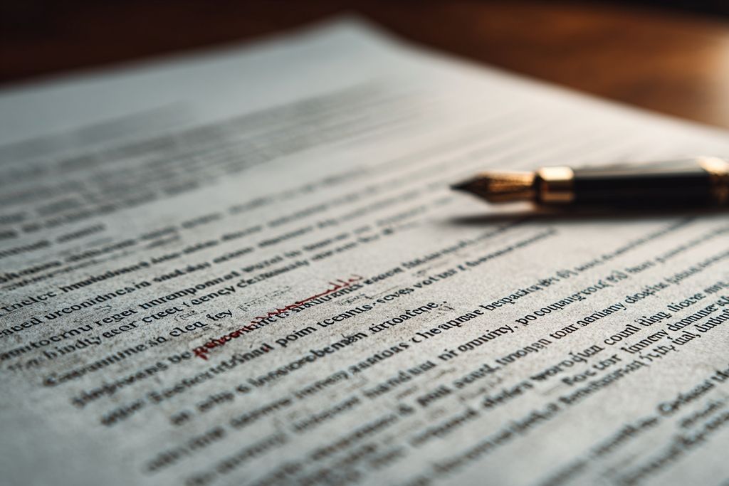 Gros plan d’un document avec des clauses essentielles de baux commerciaux et professionnels.