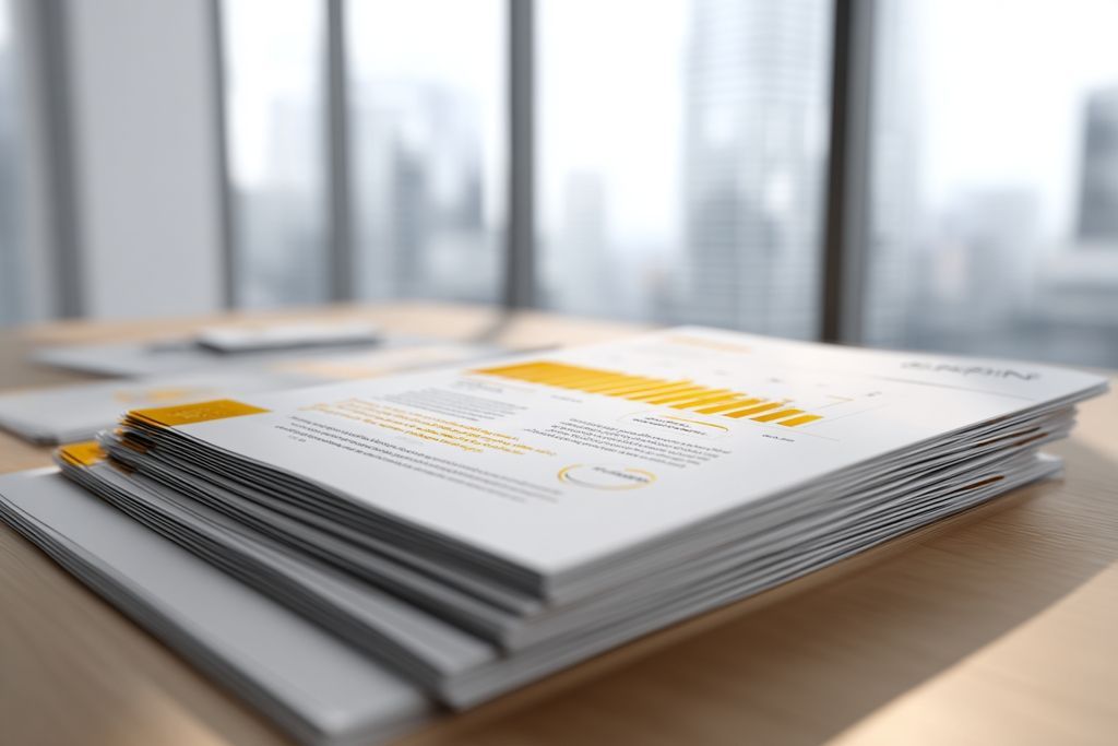 Image d'une pile de rapports financiers avec des sections mises en évidence sur la taxation des actifs numériques.