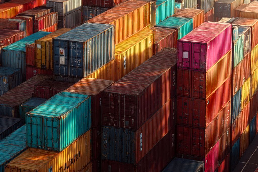 Image de conteneurs empilés illustrant la dynamique des chaînes logistiques globales