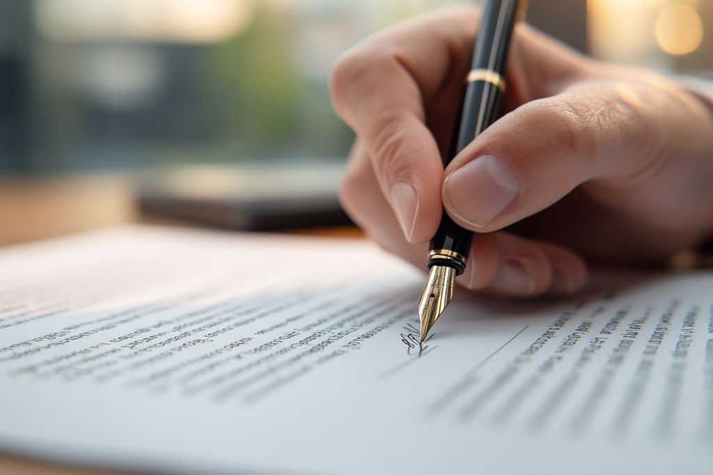 Mains en train de souligner des sections essentielles dans un document de bail commercial avec un stylo.