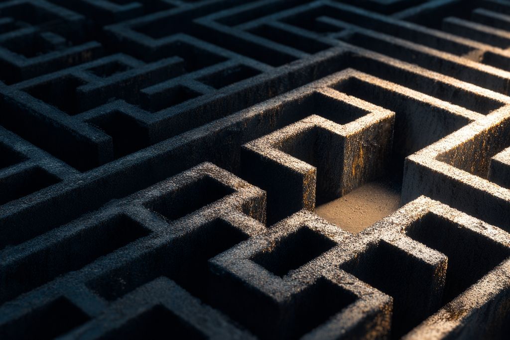 Vue du dessus d'un labyrinthe symbolisant la navigation complexe en gouvernance d'entreprise