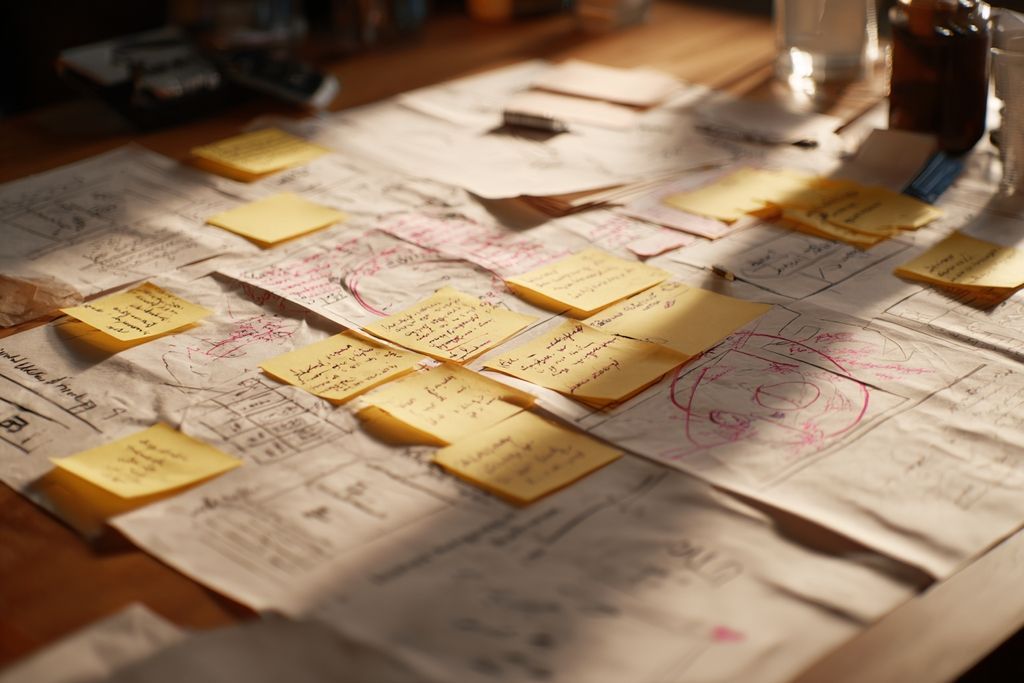 Discussion créative avec notes collantes pour la protection des idées logicielles