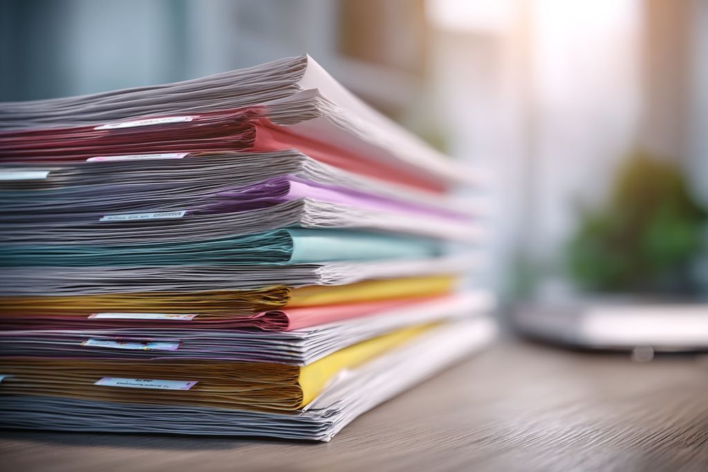 Ensemble structuré de dossiers pour procédures collectives, soigneusement classé pour révision.