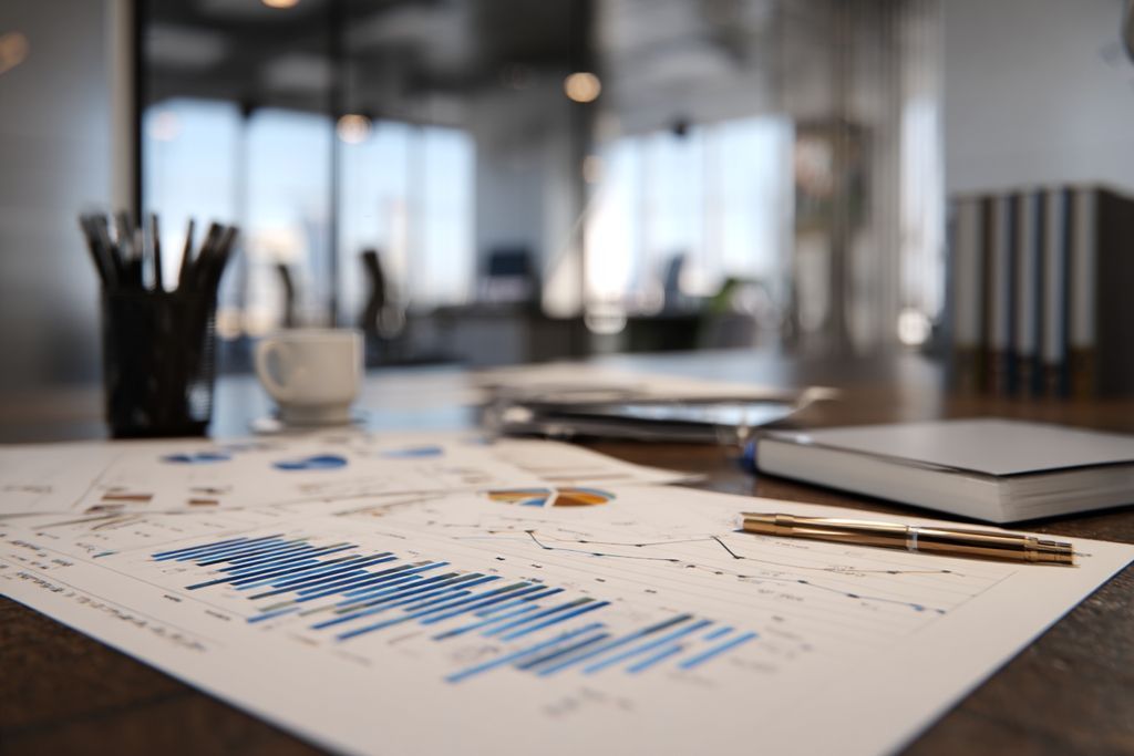 Réunion d'affaires illustrée avec graphiques et schémas analytiques