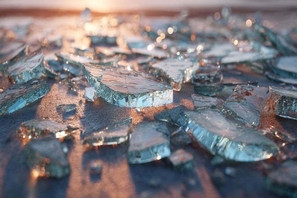 Image de verre éclaté symbolisant la fragilité des relations commerciales et l'effet des modifications imprévues.