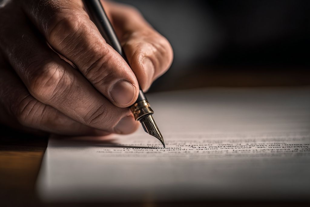 Stylo prêt à rédiger sur un document important pour des décisions cruciales en entreprise